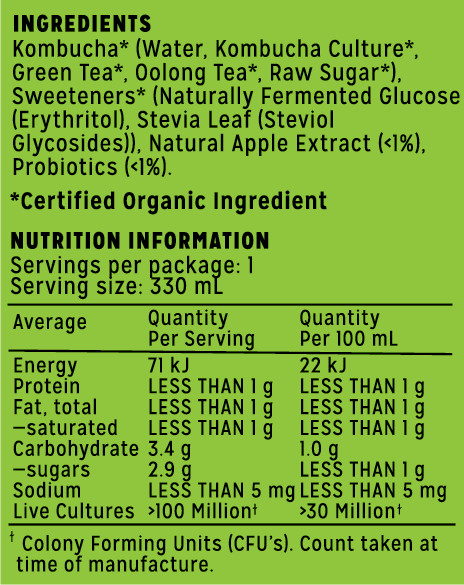 green apple 330ml product label