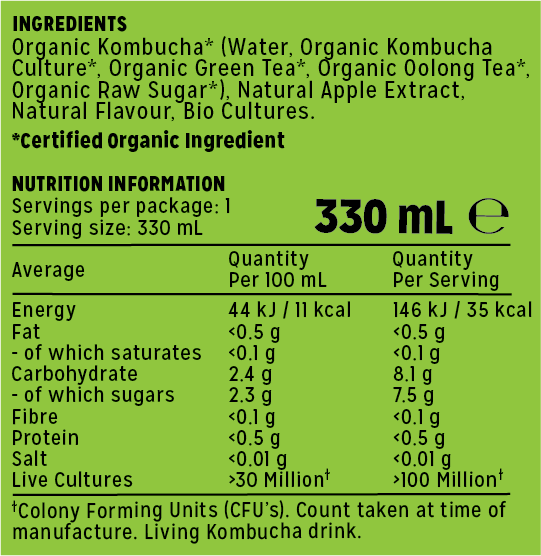 ginger-lemon 330ml product label