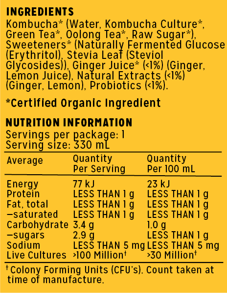 ginger-lemon 330ml product label