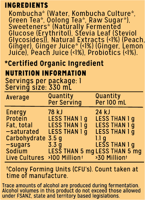 peach-ginger 330ml product label