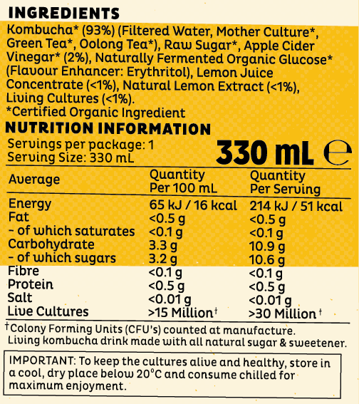 lemonade 330ml product label